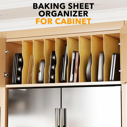 SpaceAid 6 Pack Tray Dividers for Cabinets, Pressboard Kitchen Cookie Baking Sheet Organizer for Cabinet, Vertical Pan and Trays Organizers for Pantry Storage