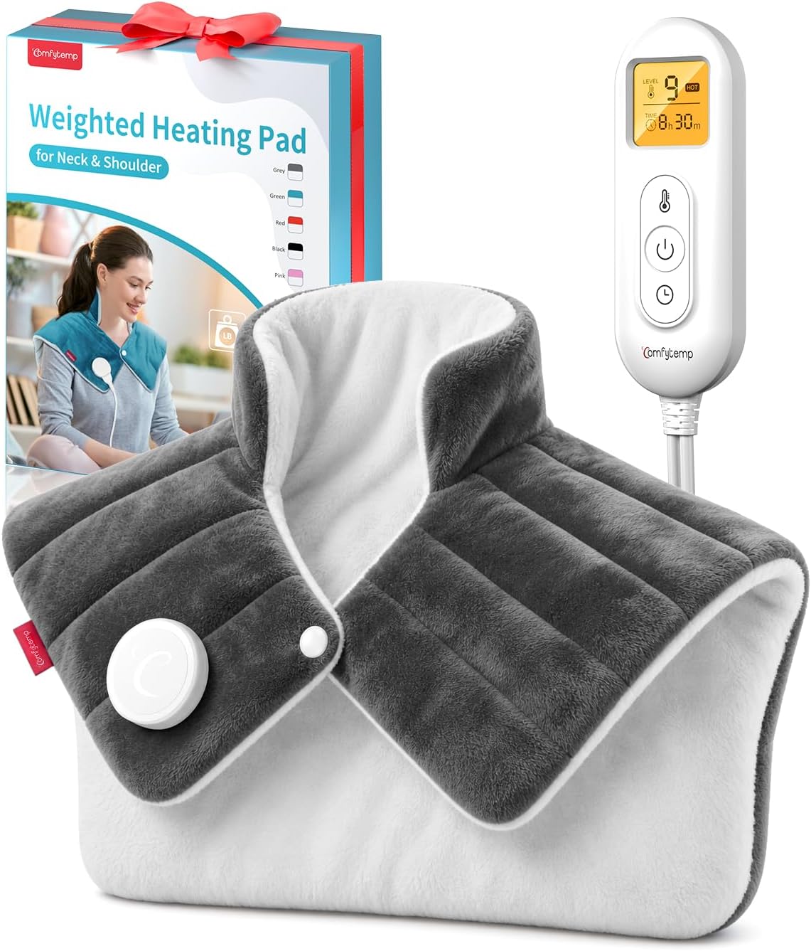 Comfytemp Heating Pad for Neck Shoulders Back, 2.6 Ib Weighted Heating Pad