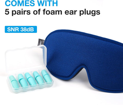 LYSIAN 3D Blackout Sleep Mask for Side Sleepers, 5 Pairs Ear Plugs, Black