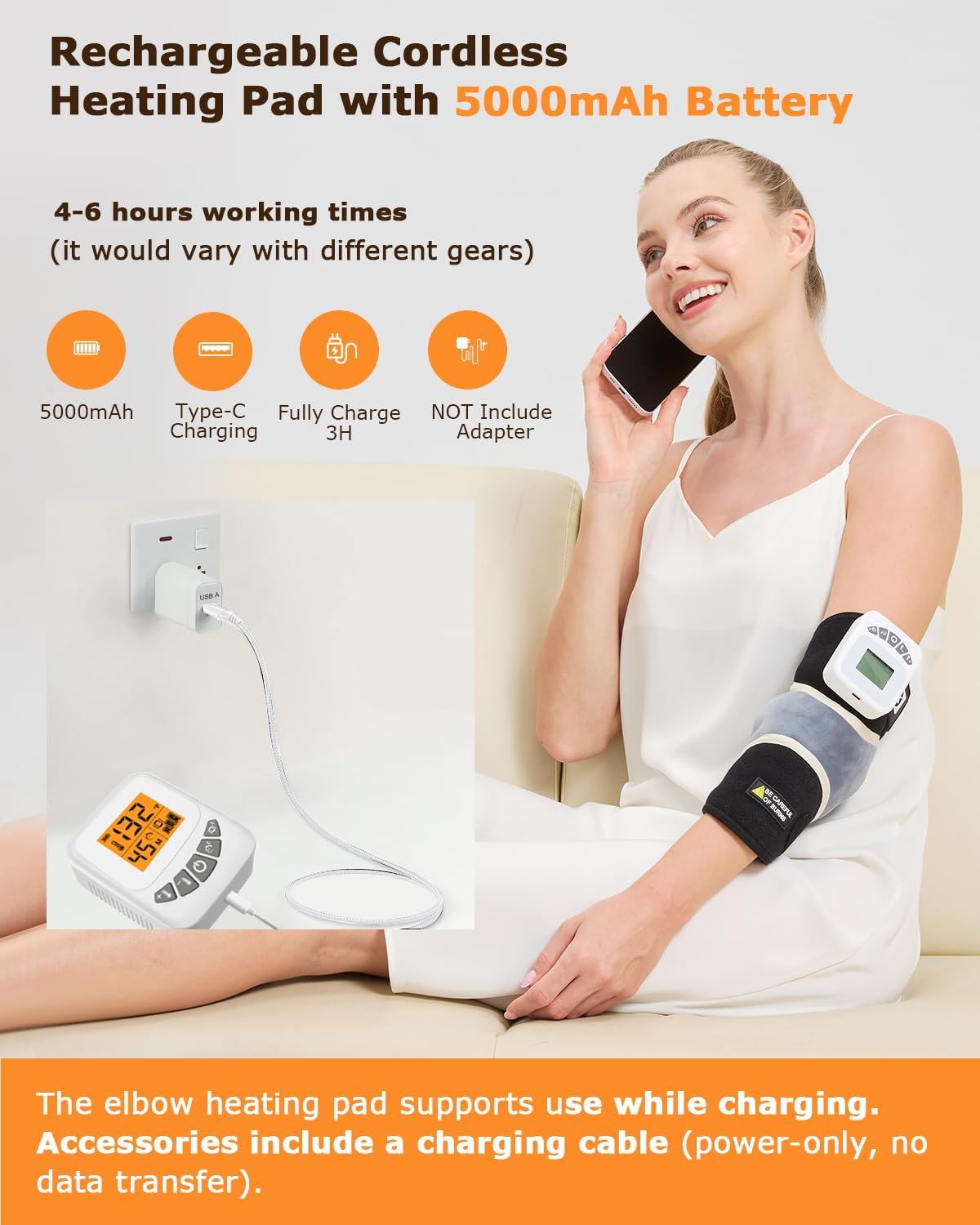 Cordless Foot Warmer with Heat and Massage - Rechargeable Heating Pad for Feet, 3 Temp & Vibration Levels, 60 Min Timer for Plantar Fasciitis, Ankle Pain, Cold Feet at Home, Office, Sleeping
