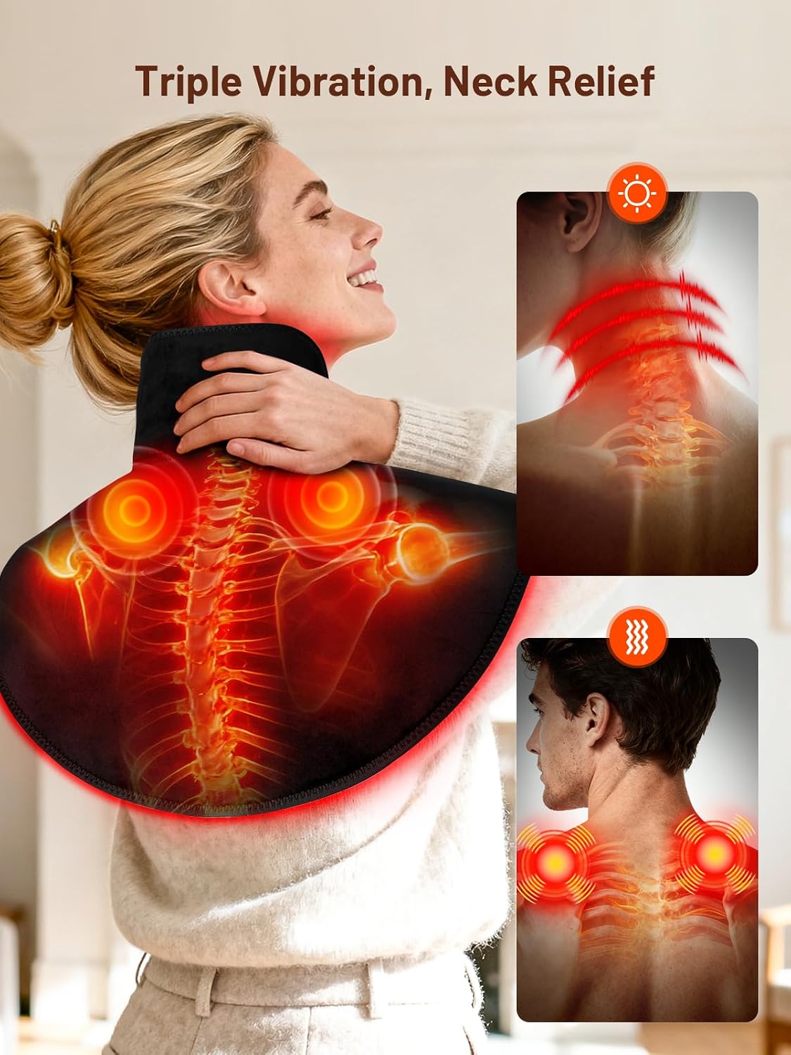 Cordless Red Light Therapy for Neck Shoulder with Heat & Massage, 5000mAh Controller 118LEDs 3-in-1 Chip 660nm&850nm Infrared Light Therapy Pad for Body Home Outdoor Use