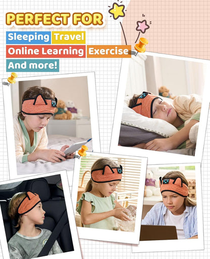 KIDSBAND Kids Bluetooth Headphones, Sleep Headband [Wireless & Wired Playback 2in1] Foldable Headphones for School/Travel/Tablet/Sleep