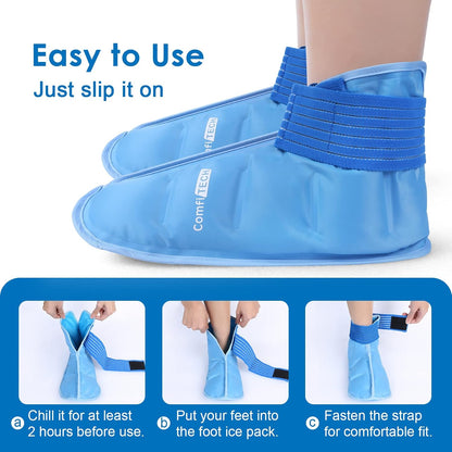ComfiTECH Foot Ice Pack Wrap for Feet, Cooling Boot for Ankle, Cold Heel Pad for Plantar, Medium | Cold Heel Pad for Plantar, Reusable Cold Gel Relieves Plantar Fasciitis Soreness