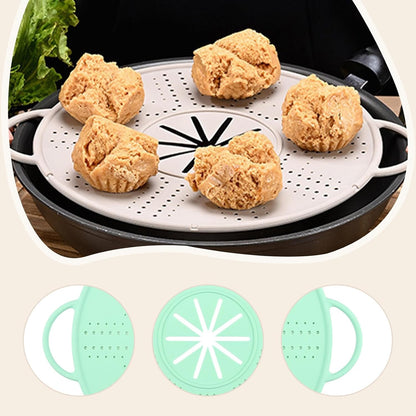 Silicone Spill Stopper Lid, 10.94 in Double Handle Splatter Screen for Boil-Over and Oil Splatter, Black