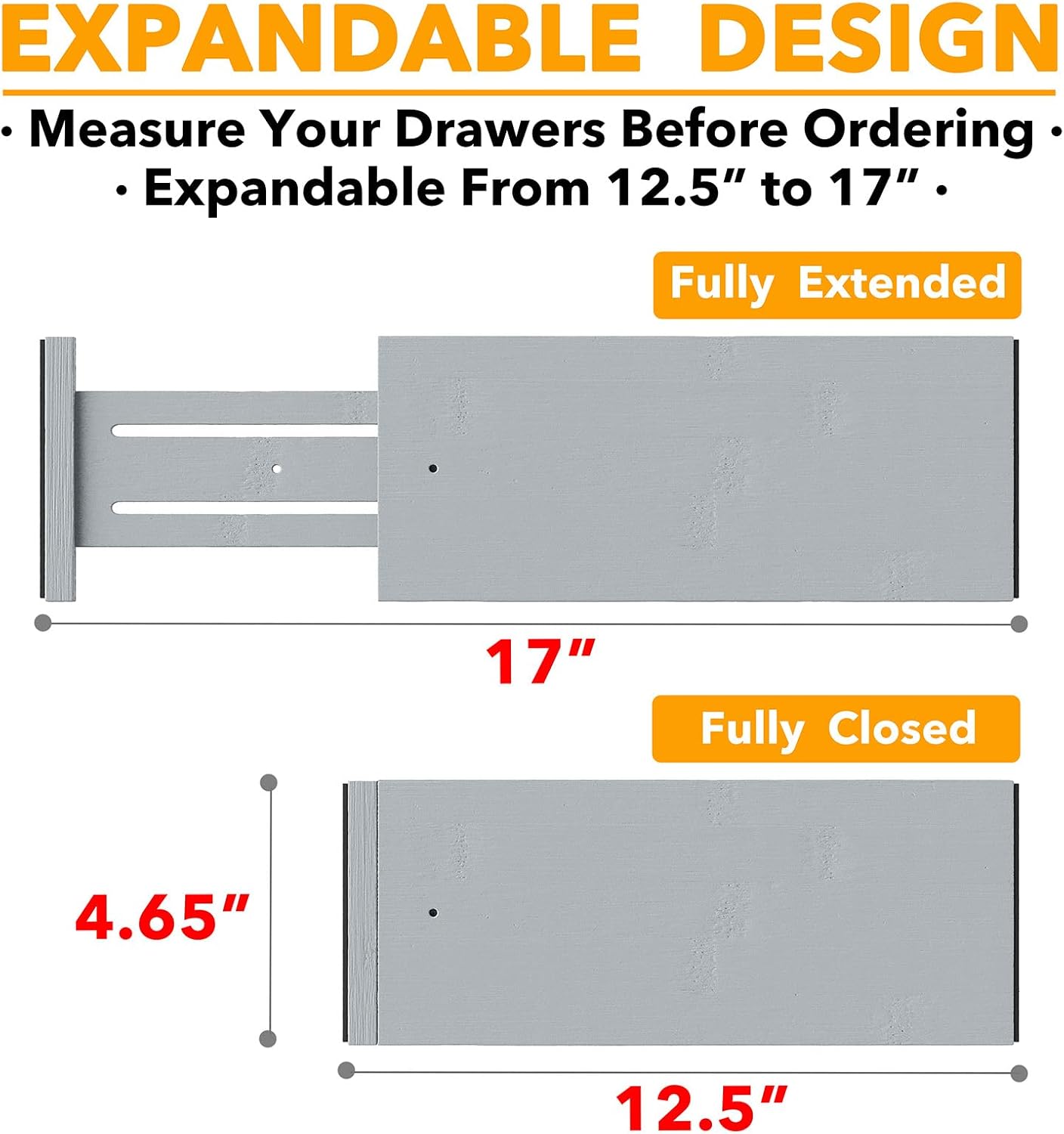 SpaceAid Bamboo Dresser Drawer Dividers 6 Pack, 4.65“ High Adjustable 12.5“-17” Drawer Organizers, Expandable Organization for Clothing, Clothes, Dressers, Natural