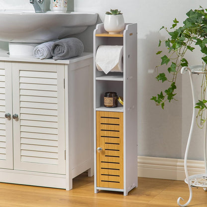 AOJEZOR Toilet Paper Holder Stand: Small Space Bathroom Storage for Renters