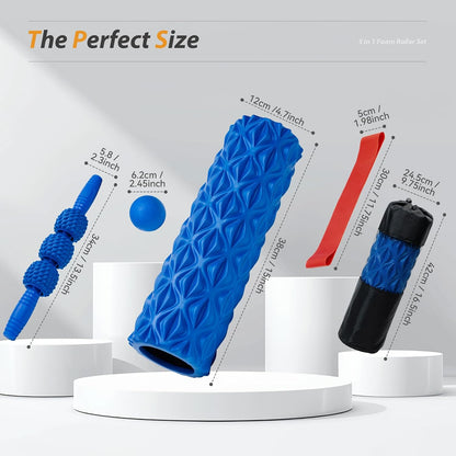 SUBCULTUREPICK 5 in1 Foam Roller Set, Trigger Point Foam Roller Deep Tissue