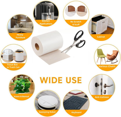 Felt Strips with Adhesive Backing Heavy Duty Cuttable Felt Tape Roll Furniture Pads for Chair Legs - Protecting Hardwood Floors, Chair Wall Protector (Black, 80 x 0.5 x 0.14 Inch)