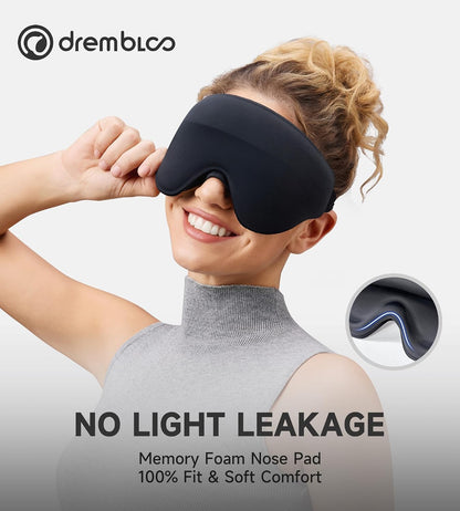 Sleep Mask for Side Sleeper Men Women, 100% Light Blocking Eye Mask for Lash Extensions, Soft 3D Contoured Zero Pressure Blindfold Sleeping Masks for Travel, Breathable Adjustable Eye Cover, Navy