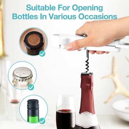 Jar Opener for Seniors with Arthritis, 7 in 1 Bottle Opener and Wine Corkscrew, Easy Grip Kitchen Gadget for Weak Hands Elderly, Retractable Jaw Lid Opener with Magnetic Storage (Teal)