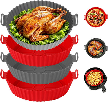Silicone Air Fryer Liners Square,Pot 2Pcs 7.5inch Reusable Air Fryer Basket | Foopama Fit 3-6qt Reusable Non-Stick Silicone Liners Air Fryer Accessories for Air Fryer Inserts Oven Baking Tray Microwave