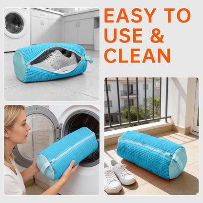 1PCS Blue Shoe Washing Machine Bags for All Shoe Types | Deep Cleaning,Reusable and Durable,Safeguarding Shoes from Scuffs and Deformation,Tear-Resistant Chenille Fabric