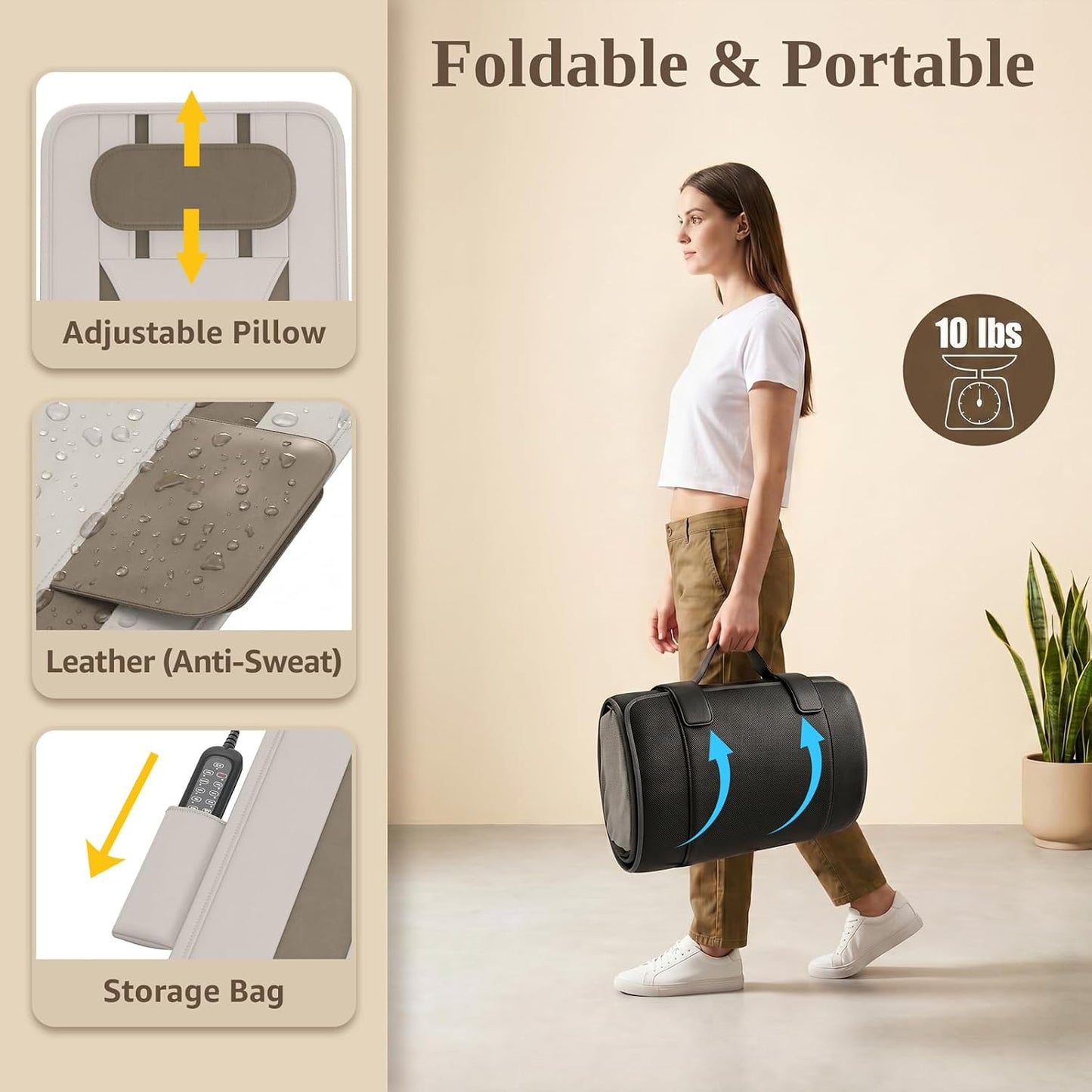 YENING Full Body Massage Mat with Airbags, Air Compression Stretching Mat with Heat for Bed Floor, Neck Lumbar Traction Pad for Pain Relief, Foldable Massage Mattress Topper, 5'1"-6'0"