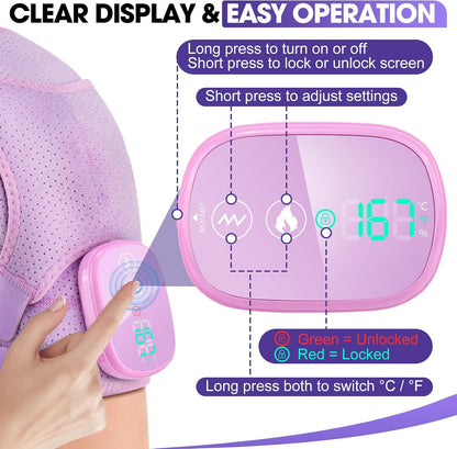Shoulder Heating Pad with Massage, Rotator Cuff Shoulder Brace for Frozen