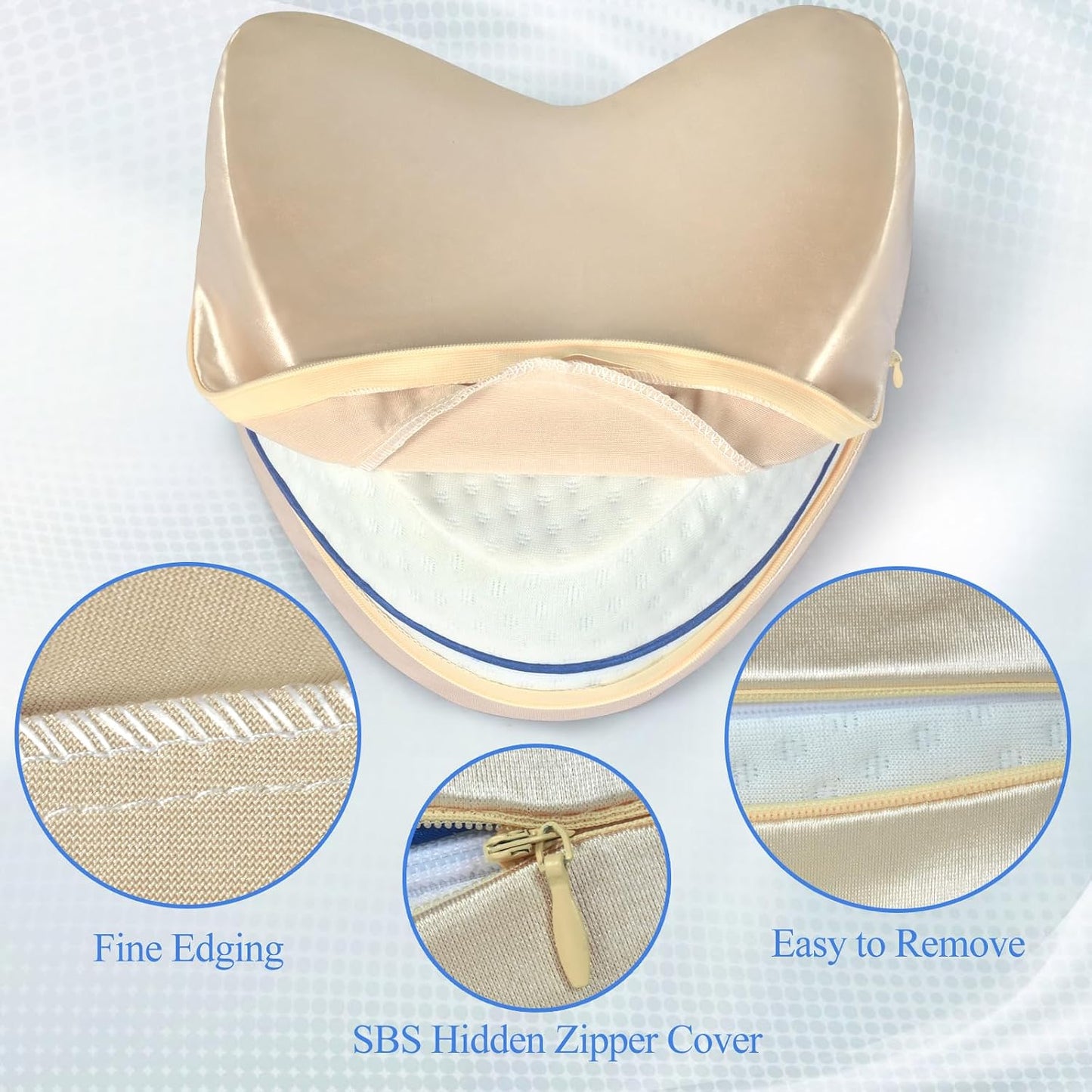 Zelimun Knee Pillow Cover 9.8" x9.8" x5.9", Leg Pillowcase Replacement, Pillow Cover for Heart Shaped Knee Pillow (Champange)