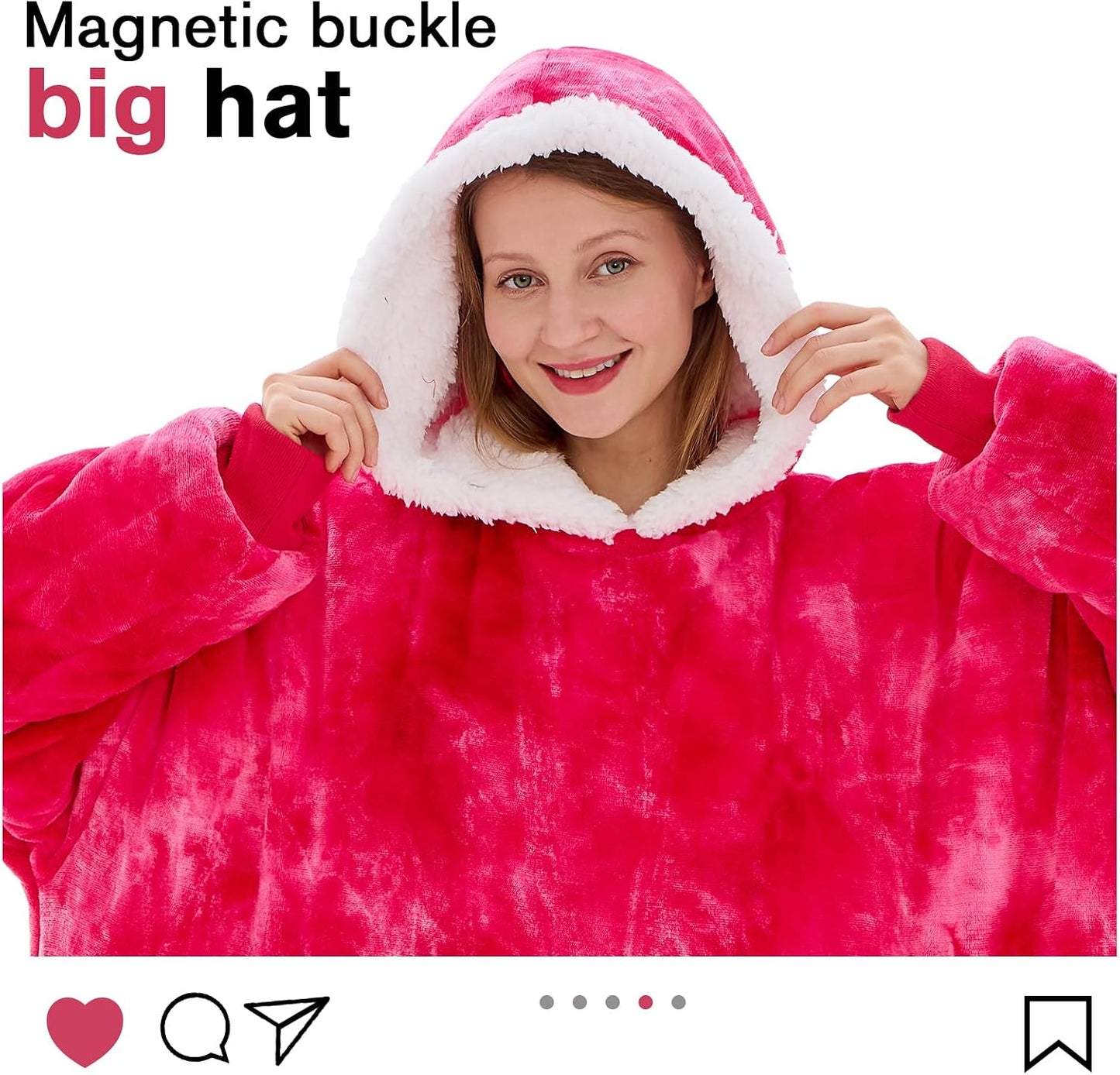yescool Wearable Blanket Hoodie, Flannel Sherpa Fleece Blanket Sweatshirt for Adults Women Men,One Size Fits All - Colors A