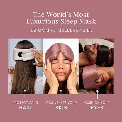 DROWSY Silk Sleep Mask - Face-Hugging, Padded Cocoon for Luxury Sleep in Total Darkness - 100% Pure Mulberry Silk, Skin-Hydrating & Adjustable (Midnight Blue)