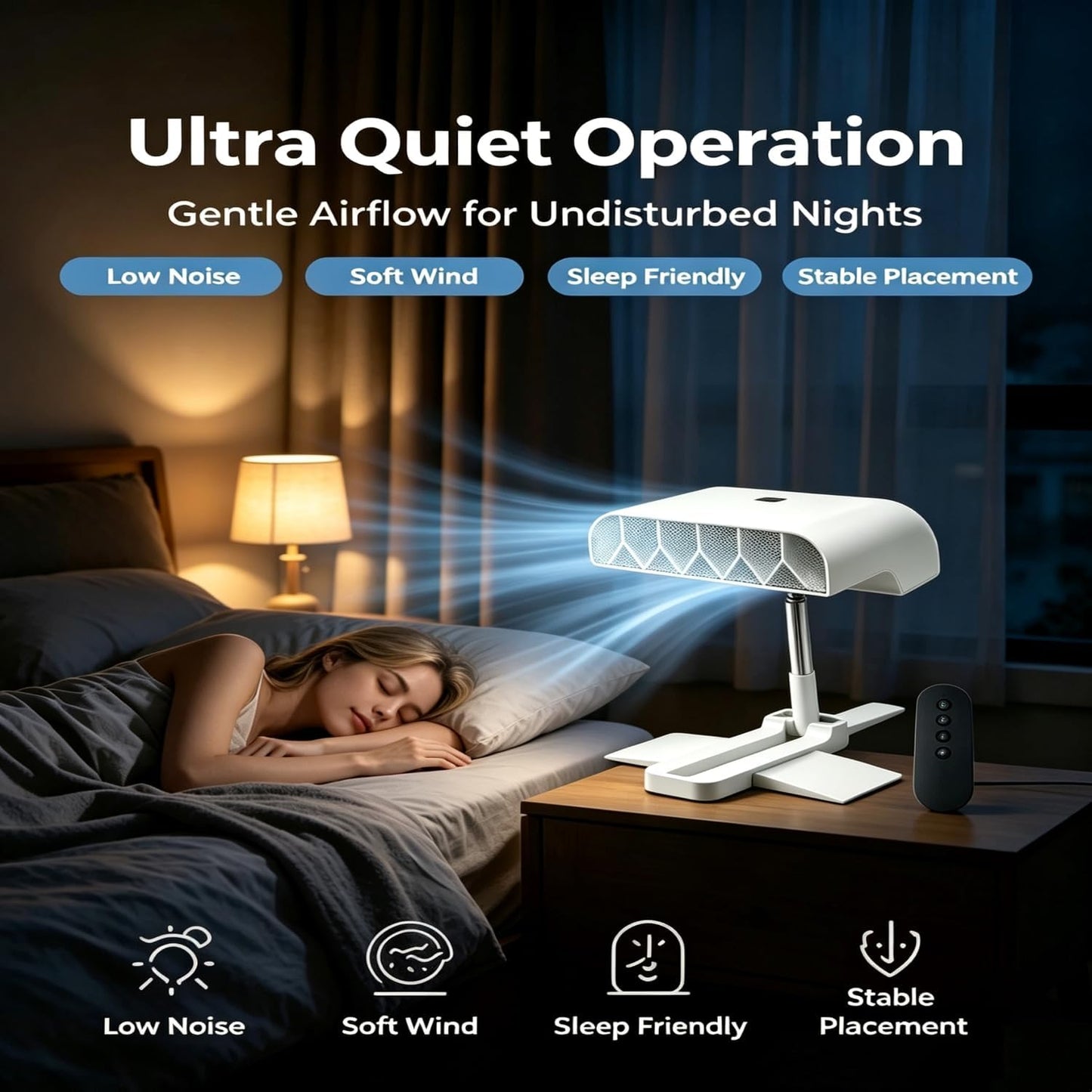 Under Sheets Cooling Fan, Bed Cooling System With 5 Speeds And Remote, Rechargeable Cooling Fan For Beds, Adjustable Height Mattress Fans For Under Blankets，
