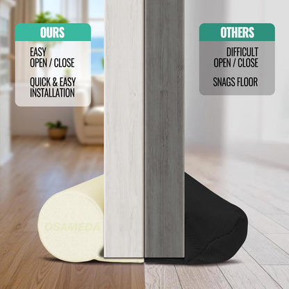 Under Door Draft Stopper - Door Sweep Gap Filler Seal 36 Inch Black | Adjustable Fit Most Doors, Machine Washable Fabric, Quick Setup, Noise Blocker, Draft Seal, Dust Insect Block, Energy Saving