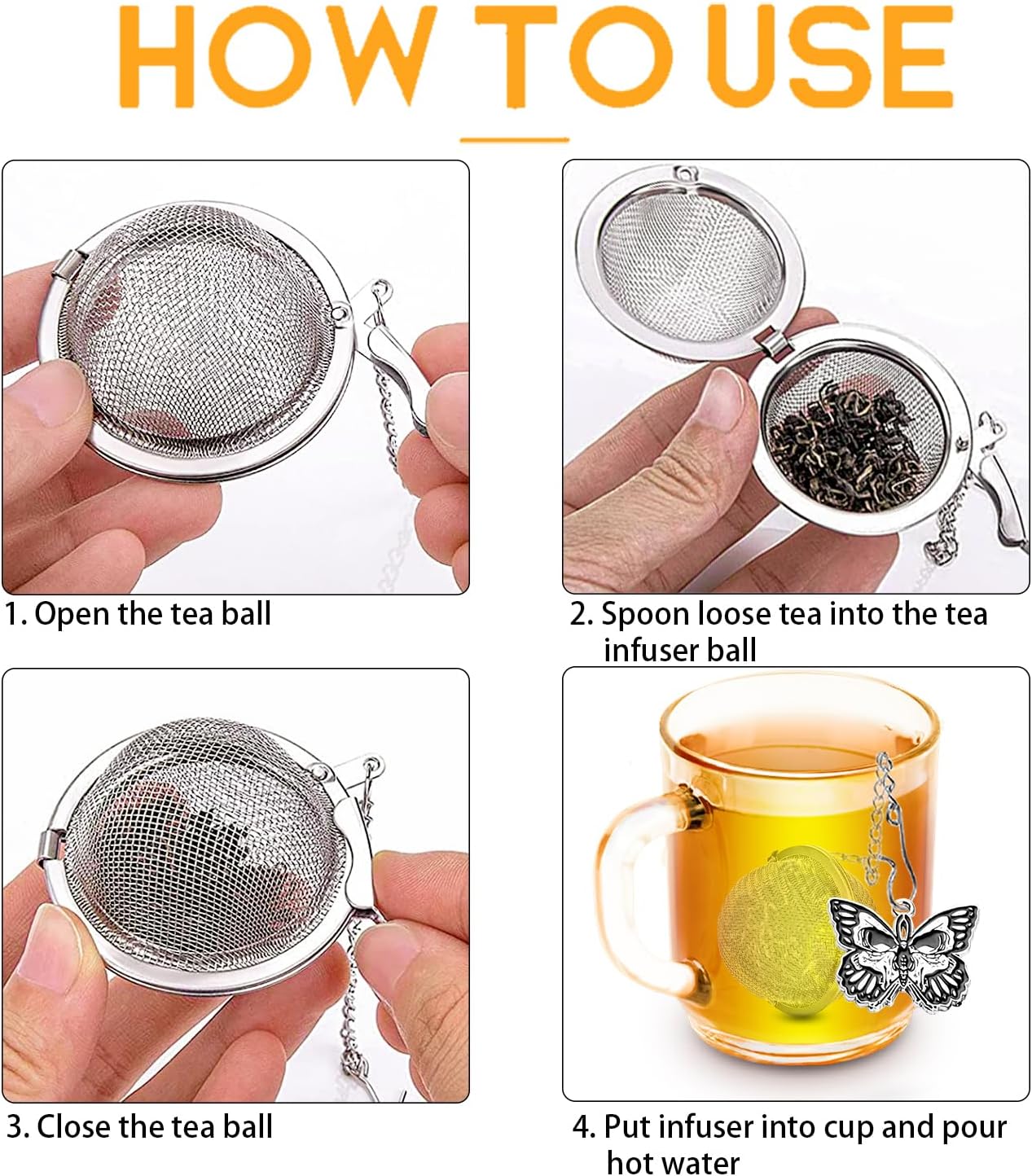 TeaSanavie 2 Pack Halloween Themed Tea Infuser - Gothic Loose Leaf Tea Steeper with Black Raven & Skull Butterfly Charm, 304 Stainless Steel, Perfect Spooky Tea Gift