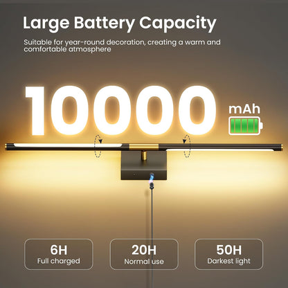 10000mAh Rechargeable Wall Lights, Black Gold, 29 Inch, 3CCT, 2 Pack
