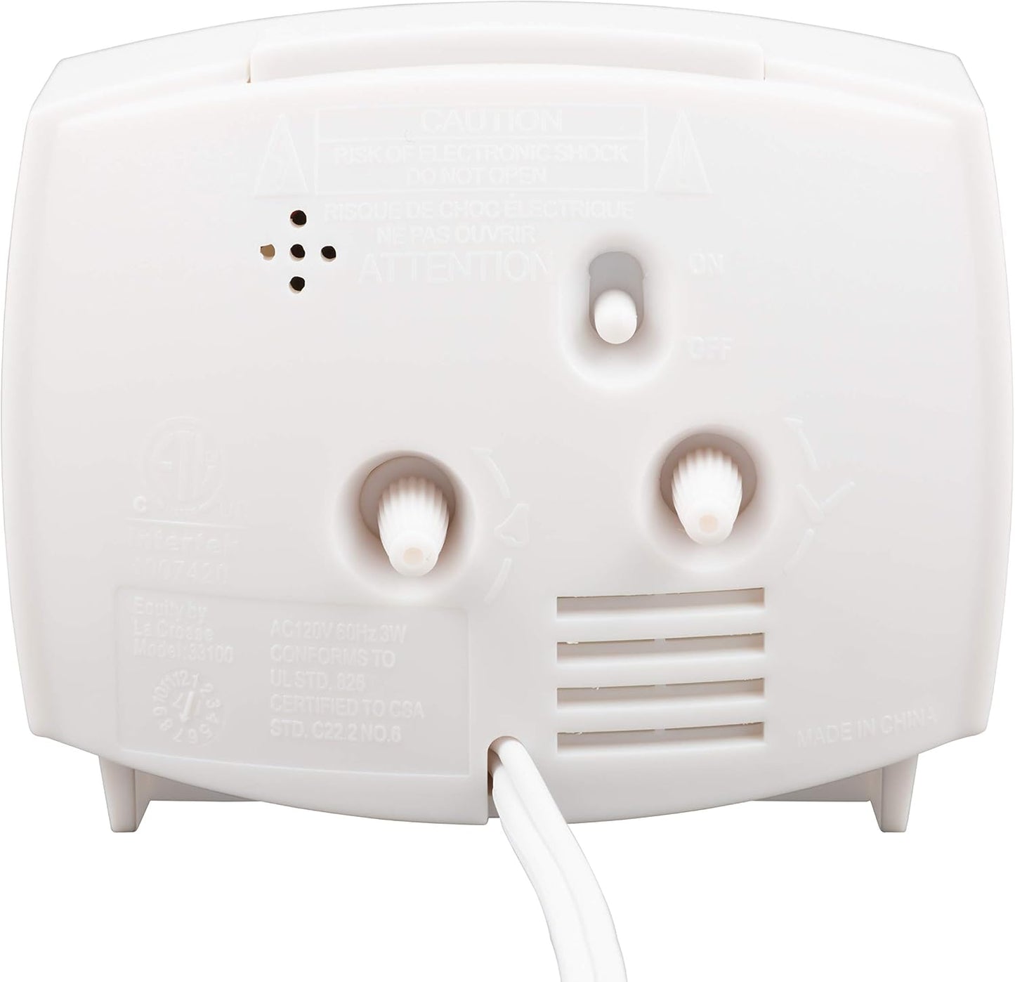 Equity by La Crosse 33100 Electric Silent Analog Alarm Clock with Lighted Dial, White (Pack of 2)