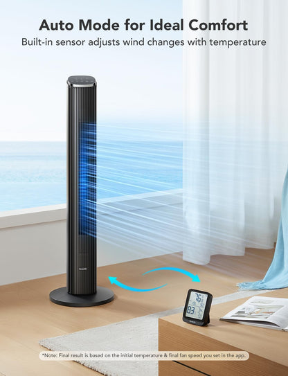 GoveeLife 36 in. Black Tower Fan for Bedroom, 5 Modes 8 Speeds up to 25ft/s