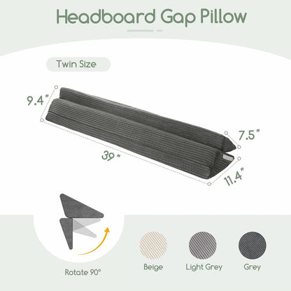HIGOGOGO Queen Size Wedge Pillow for Headboard Gap - Multi Functional Mattress Wedge Bed Gap Filler Close The Gap (0-7") Between Your Mattress and Headboard or Wall (Grey 60"x11"x9")