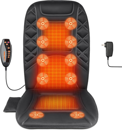 CARSHION 10 Vibrating Massage Nodes Back Massager Chair Pad for Pain Relief | Home Office Use