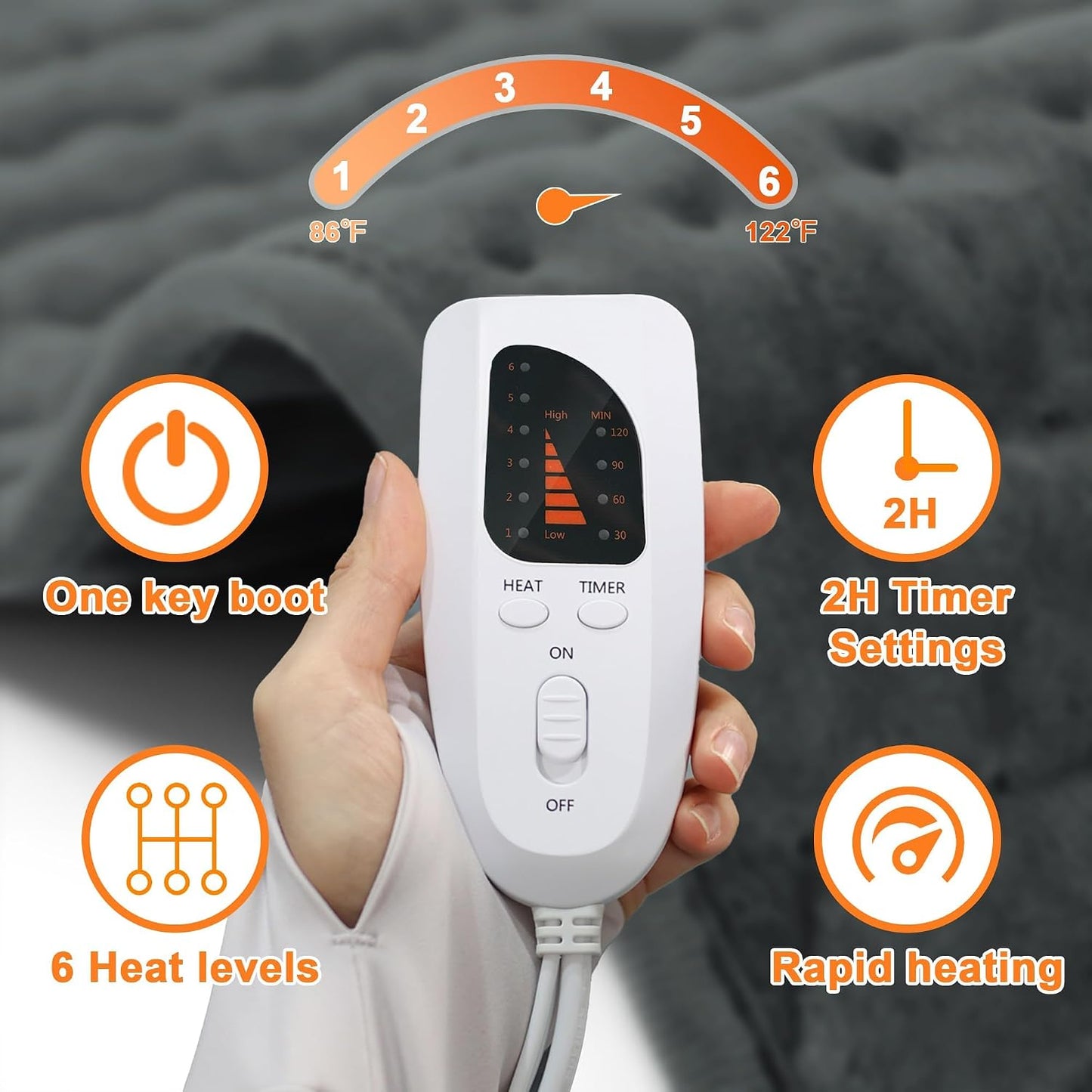 Heating Pad,Heated Blanket,Heating Pad for Back Neck,Grey,24x12 Inch | Electric Heating Pad,Dry/Moist Heat Heating Pads,Heating Pads for Shoulder,Abdomen,Heat Pad for Women Men,Birthday Gift