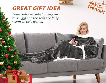 Catalonia Wearable Blanket with Sleeves & Foot Pocket for Adults | Soft Fleece Throw Wrap with Hands-Free Comfort, Perfect for Reading, TV Time & Relaxing, Christmas Gift for Women & Men
