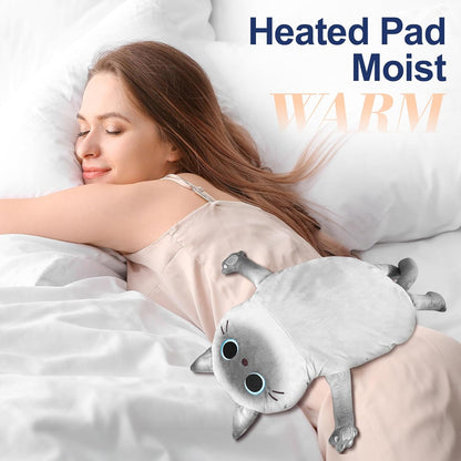 Microwave Heating Pad for Pain Relief, 17" x 9" Microwavable Heating Pads for Cramps, Back Pain, Neck Shoulder, Muscles, Knee, Joints, Natural Heat Pack Moist Heat, Black Cat