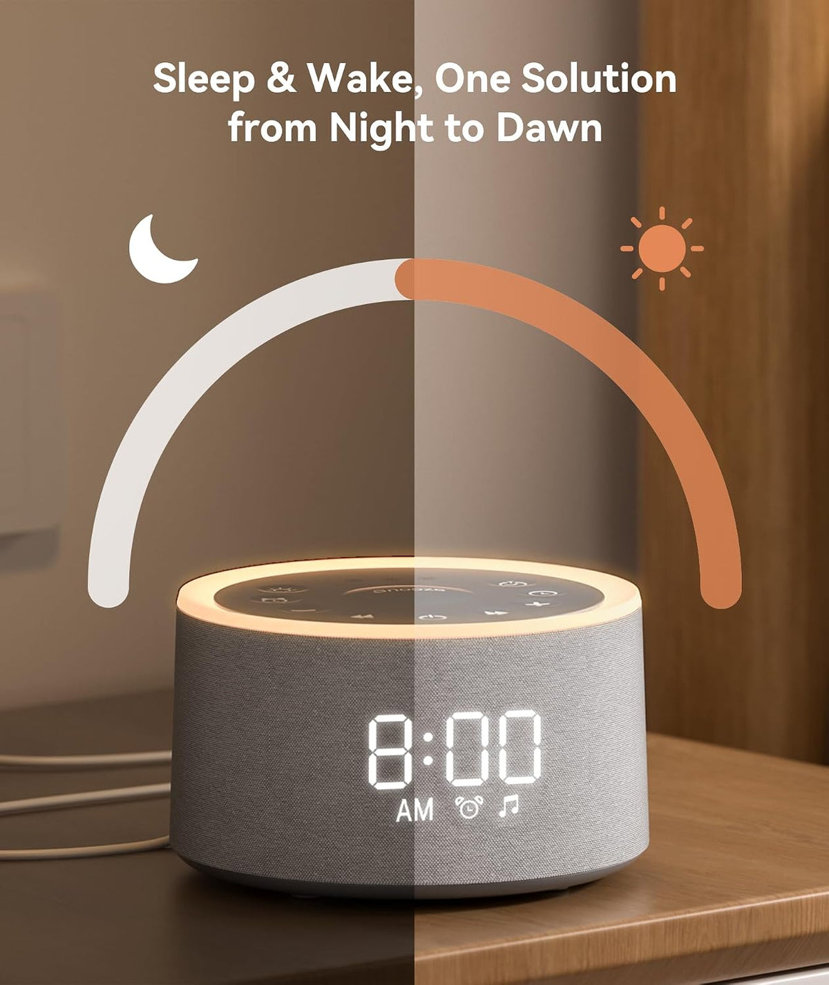 Dreamegg D1+ Sound Machine Alarm Clock, 29 Soothing Sounds with Night Light