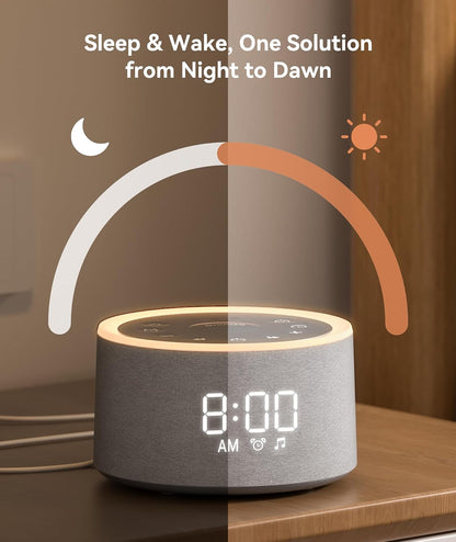 Dreamegg D1+ Sound Machine Alarm Clock, 29 Soothing Sounds with Night Light