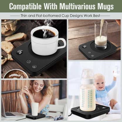 Mug Warmer, Coffee Mug Warmer with 3 Temp Settings, 6-Timer Auto Shut-Off Coffee Warmer, Anti-Slip Mug Warmer for Desk with Digital Screen, Coffee Cup Warmer for Tea Milk Hot Chocolate