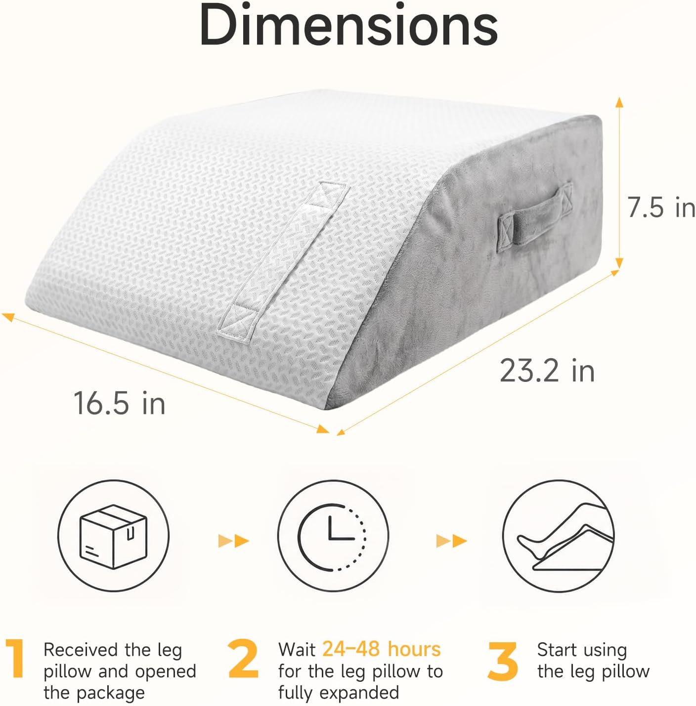 Leg Pillow Elevation Blood Circulation, 23.2×16.5×7.5in, White | Leg Elevating Pillows for After Surgery, Foot Knee Pillow for Back Pain, Memory Foam Wedge for Elevation for Leg Swelling