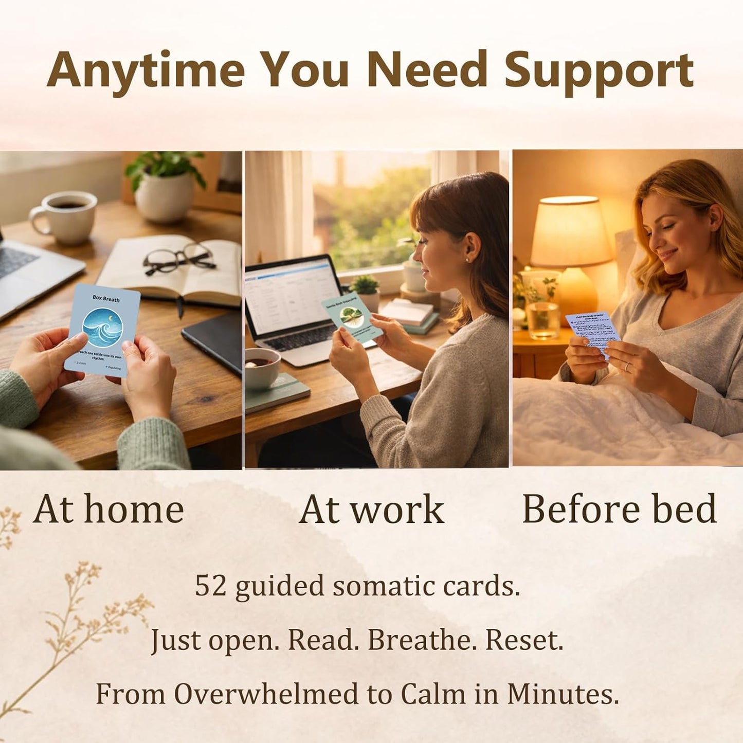 Somatic Therapy Cards - Nervous System Regulation Tools Gentle Practices for Calm and Balance, Grounding, Breathwork, Mindfulness, Gentle Movement