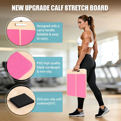 Slant Board Calf Stretch with Stretch Strap, 300 lb Portable Incline Board | Training Poster, Non-Slip Adjustable Wooden Calf Mobility Board for Calf Ankle Knees Achilles Physical Therapy Leg Exerciser