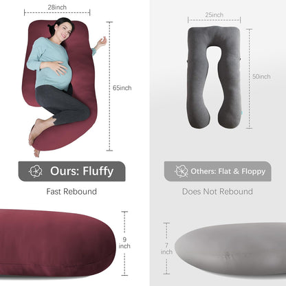 MOON PARK Pregnancy Pillows for Sleeping - 57 Inch U Shaped Full Body Maternity Pillow with Removable Cover - Support for Back, Legs, Belly, Hips - Pregnancy Pillow for Women - Grey