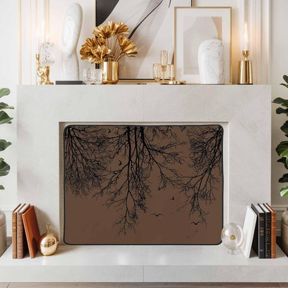 Magnetic Fireplace Cover Tree Branches Bird Fireplace Screen Decorative Brown Black Twigs Deadwood Insulation Fireplace Blocker Save Energy Fireplace Draft Stopper Covers for Living Room 45x34 Inch
