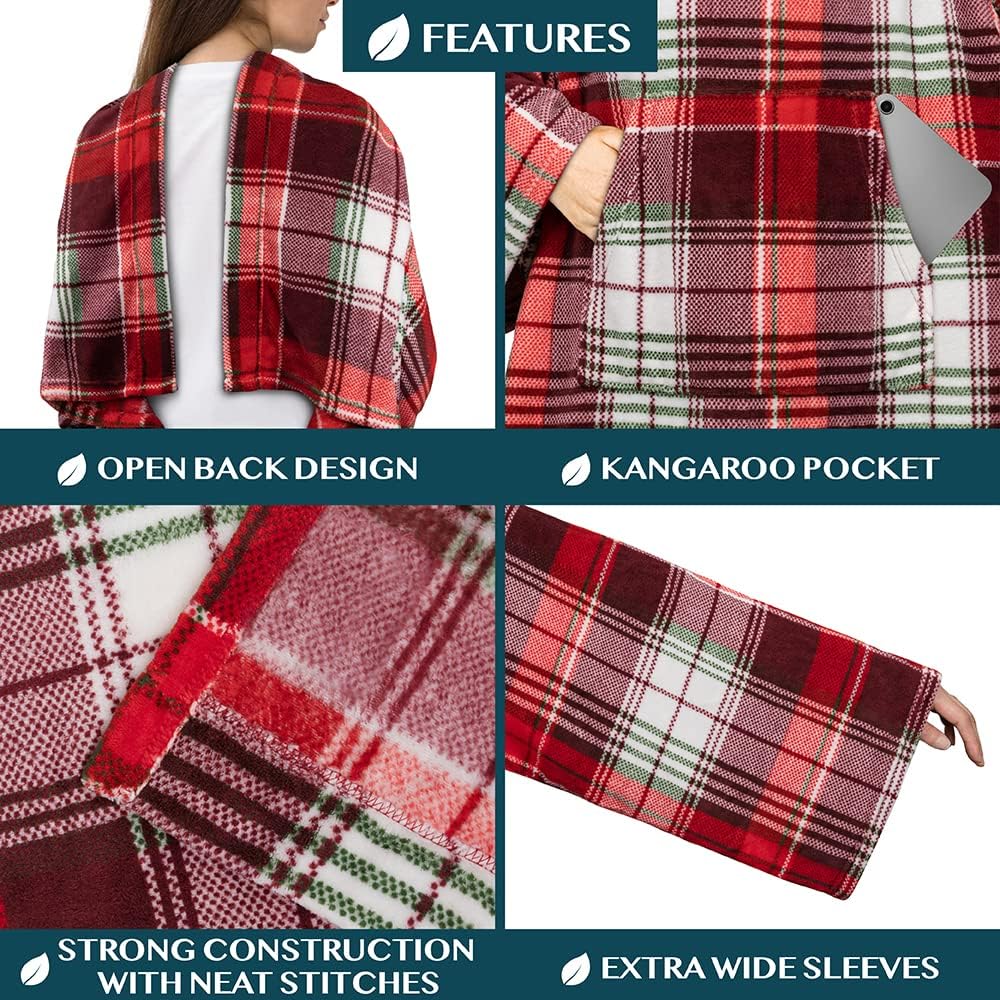 PAVILIA Blanket with Sleeves for Adult Women Men, Soft Warm Wearable Blanket Fleece Wrap Throw, Robe Blanket Gift