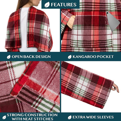 PAVILIA Blanket with Sleeves for Adult Women Men, Soft Warm Wearable Blanket Fleece Wrap Throw, Robe Blanket Gift