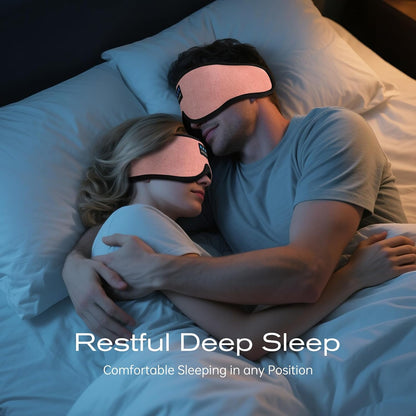 Sleep Mask with Bluetooth 5.4 Headphones, Removable 3D Eye Cups, Timing Sleeping Headphones for Side Sleepers, Wireless Music Eye Mask Speakers for Men, Women, Tech Gifts, Pink