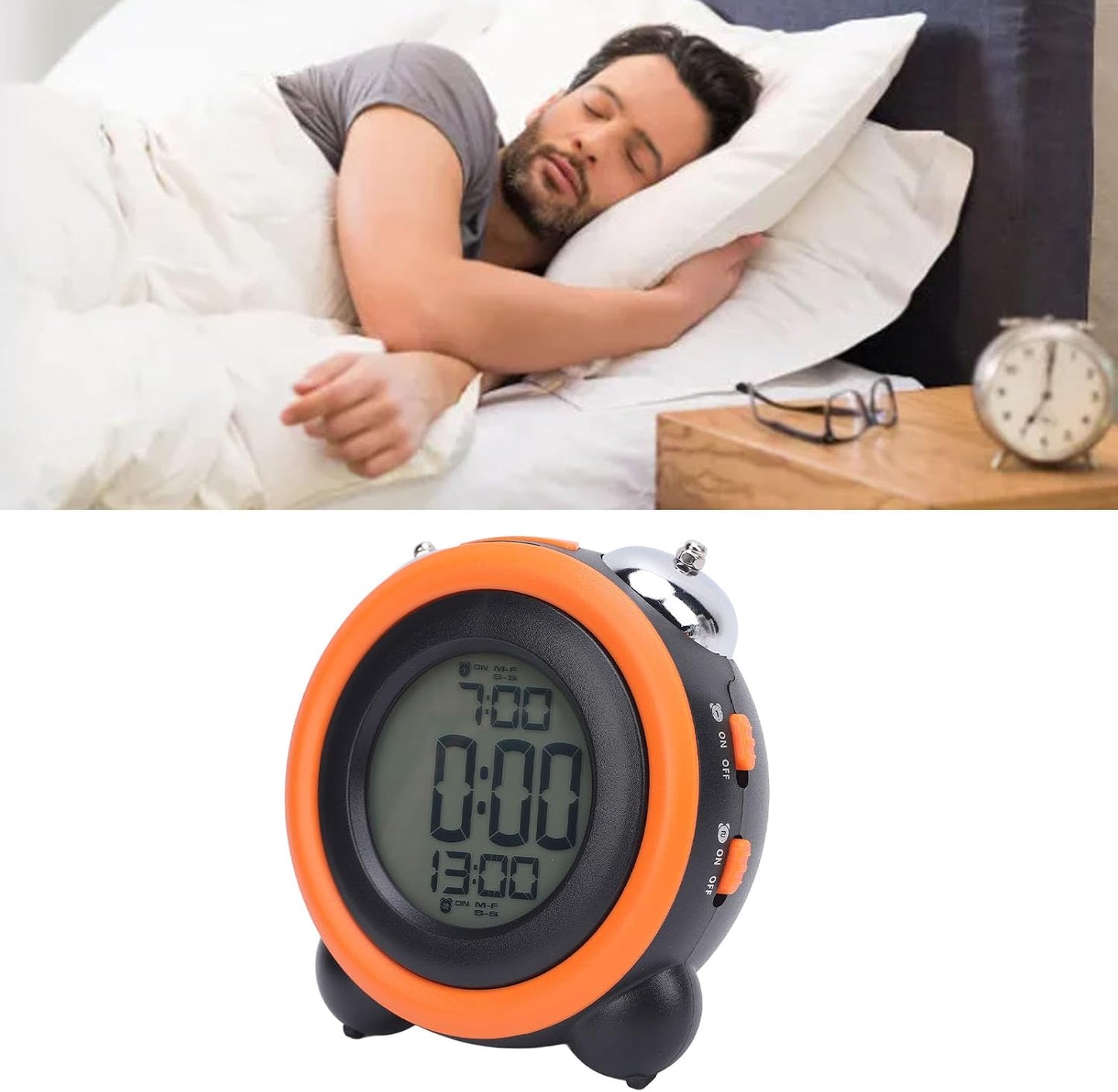 Asixxsix Digital Alarm Clock with Bed Shaker for Bedroom, LED Display Vibrating Alarm Clock for Heavy Sleepers or Hearing Impaired, Digital Clock for Bedroom