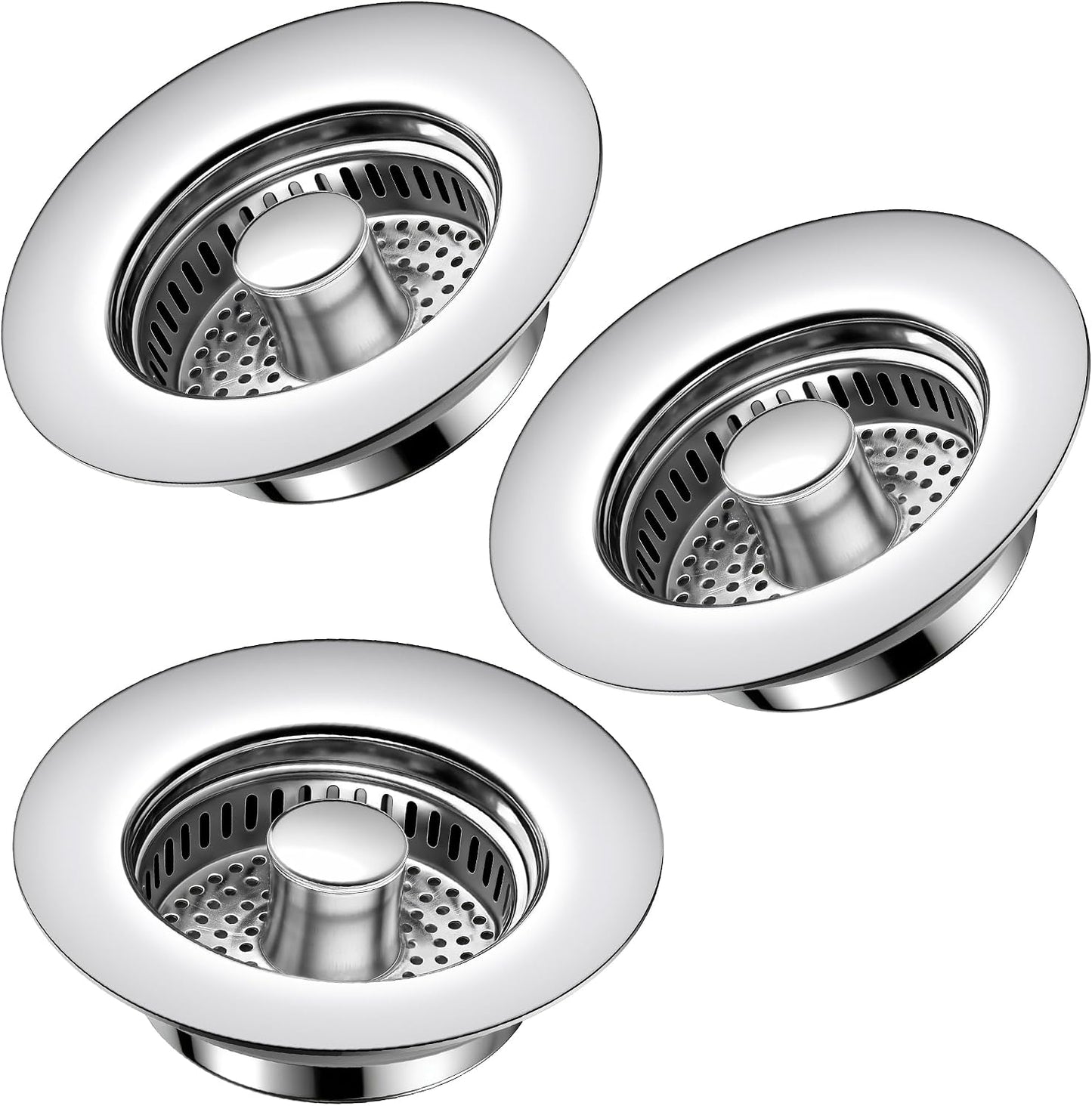TGOSOMT Kitchen Sink Drain Strainer Stopper, Anti-Clog & Quick Drain | 3-IN-1 Design, Stainless Steel 304, Removable Strainer Basket, Corrosion & Scratch Resistant, Fits US Standard 3-1/2" Drain