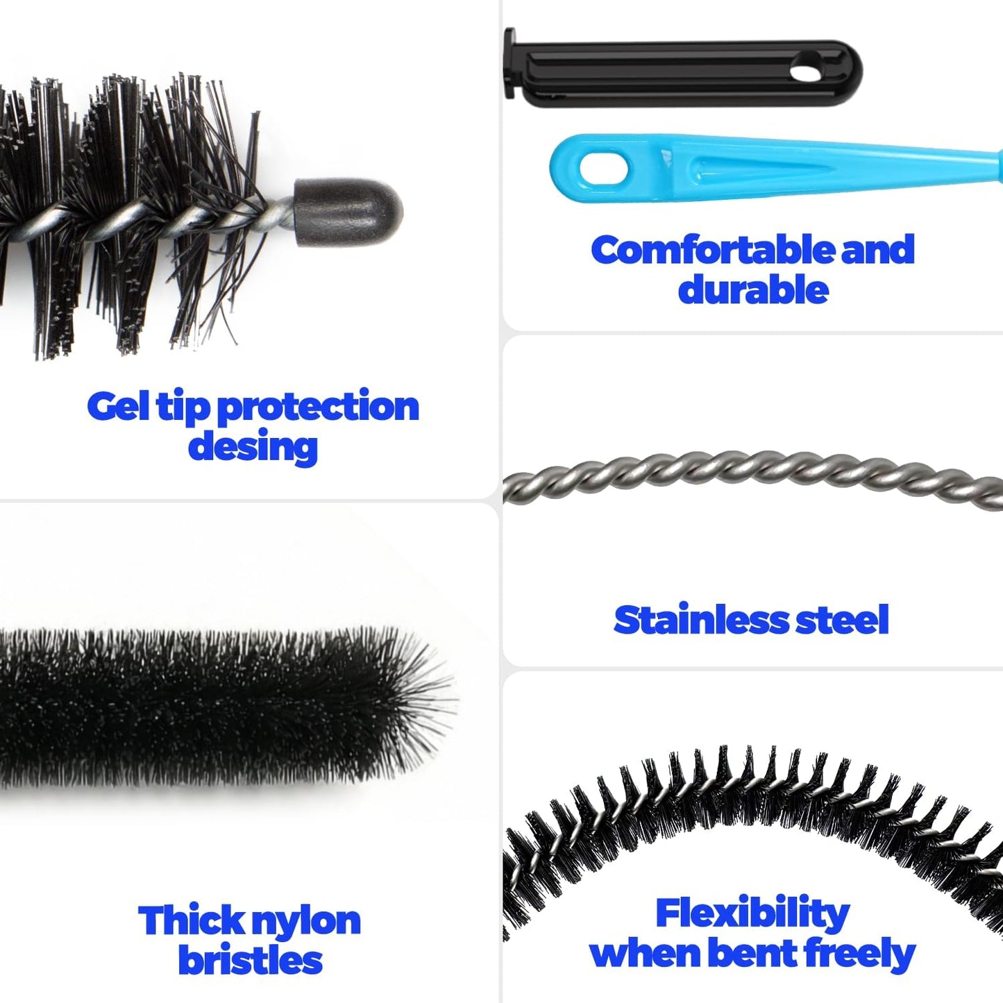Holikme Dryer Vent Cleaner Kit 5P Flexible Snake Brush for Lint Removal‌ | Durable Nylon Bristles, Deep Reach Design, Cleans Hidden Gaps, Easy To Clean Store, Reusable Tool For Household Maintenance