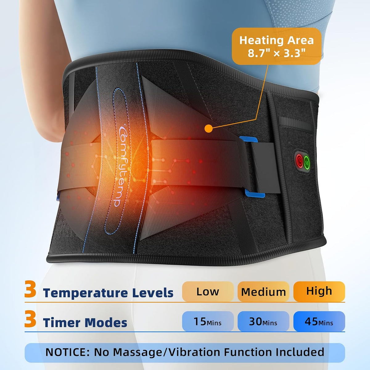 Comfytemp Cordless Heating Pad with Back Brace for Lower Back FSA Eligible