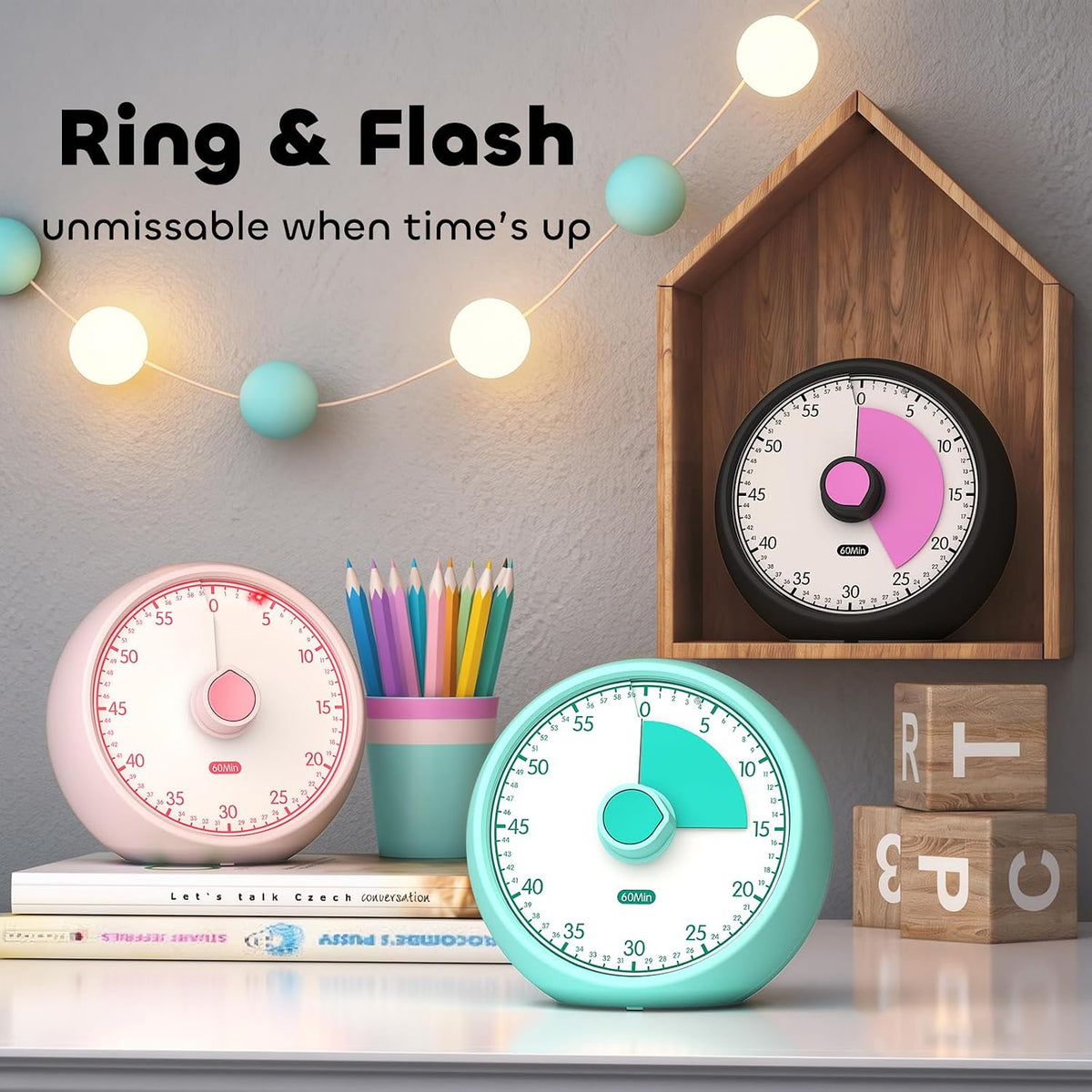 Visual Timer for Kids 60-Minute Countdown Timer with Optional Alarm, Focus Tool for ADHD & Autism, Time Management for Homework, Chores, Office, Kitchen, Teaching & Study Routines (Purple)