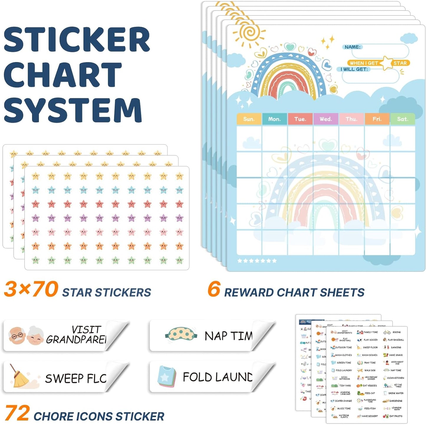 Upgraded Slider 4 in 1 Reward Chart for Kids, Reusable Bedtime/Morning/Daily Routine Chart for Kids, Magnetic Chore Chart for Kids Toddlers, Sticker Chart for Kids Behavior Chart for Kids at Home