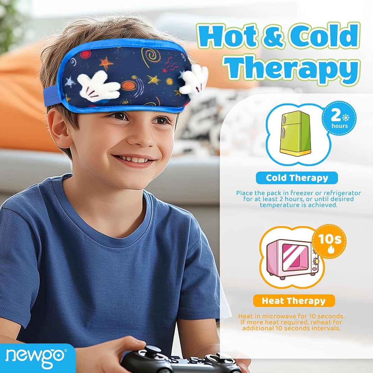 NEWGO Kids Head Ice Pack Wrap, Ice Pack for Toddler Fever & Boo Boos
